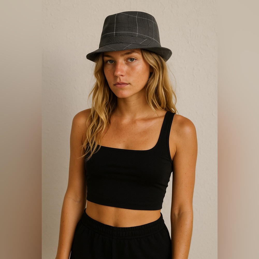 Billabong Charcoal Plaid Bucket Hat